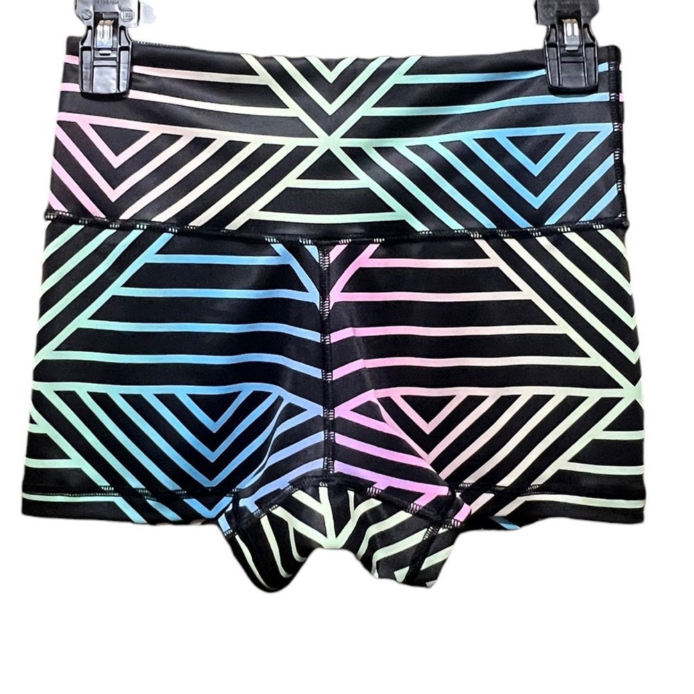 United Lifters Striped Multi Colored High Waisted Compression Shorts Size Small